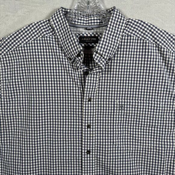 Ariat Shirt Mens XXL Blue Check Pro Series Western Rodeo Cowboy Workwear - Picture 1 of 11